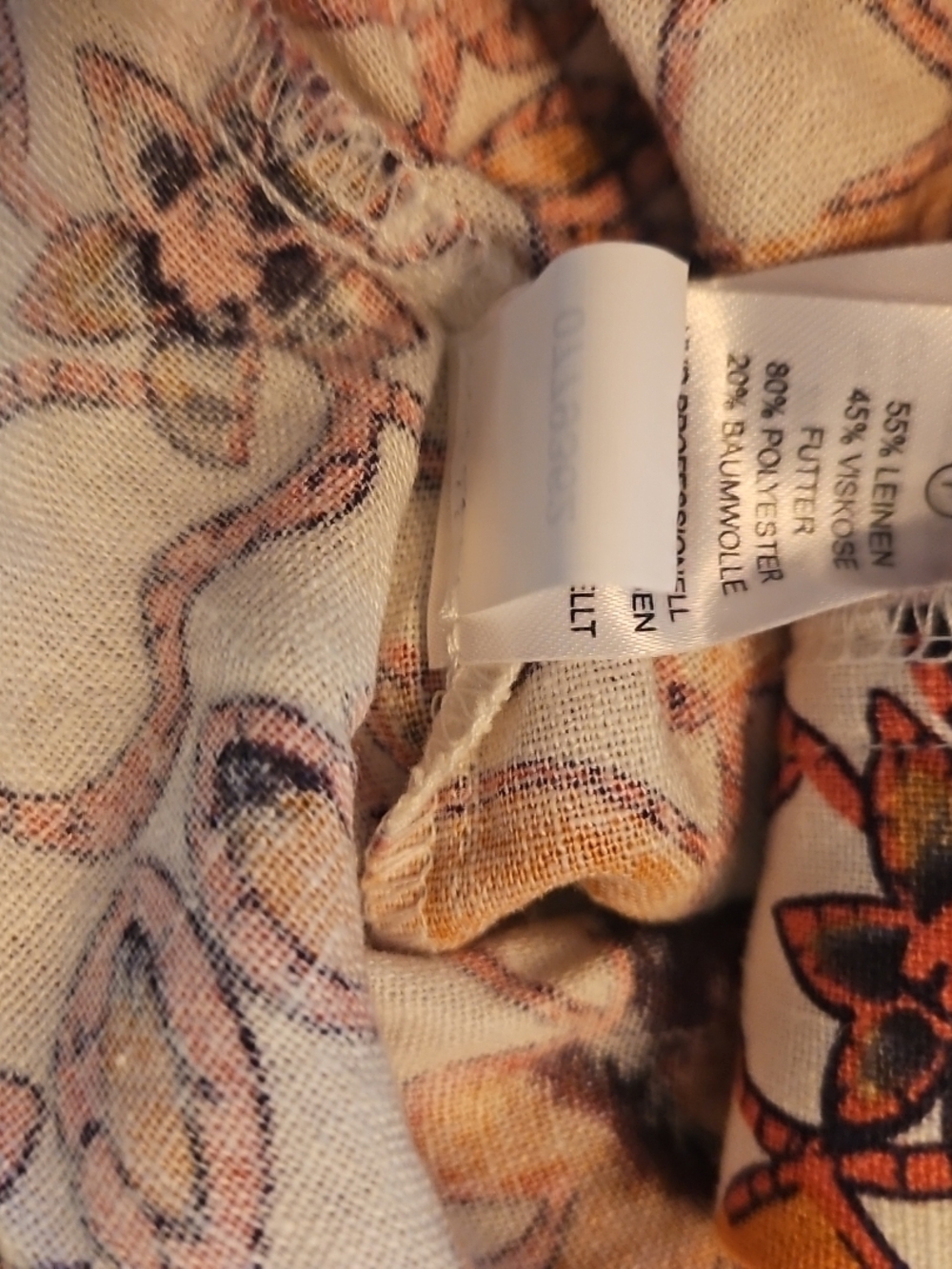 House Of Harlow 1960 Floral Print Romper Orange & Cream Belted Linen Blend NEW - Picture 10 of 10
